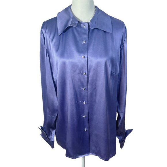SOLD Vintage Randolph Duke Silk Purple Reversible Blouse Women's Size 18W - Picture 1 of 10